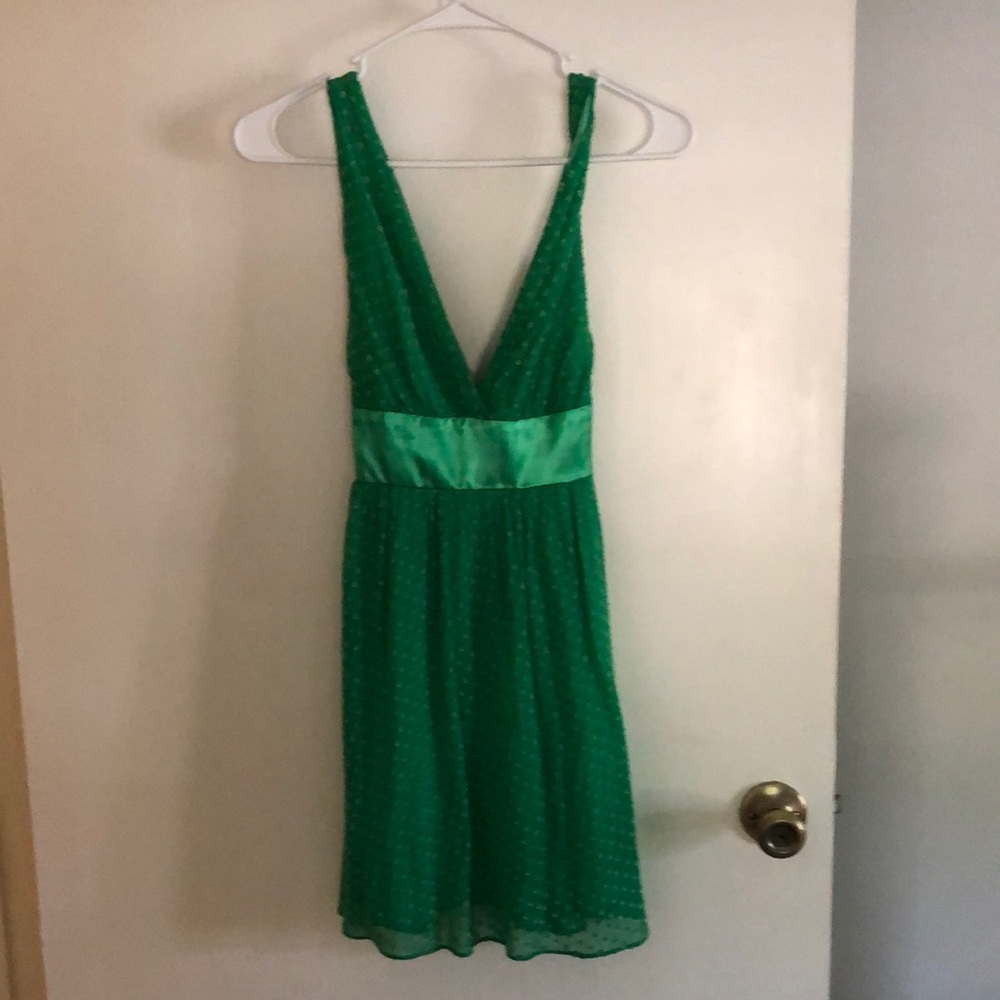 F21 Kelly Green Dot Pattern Dress